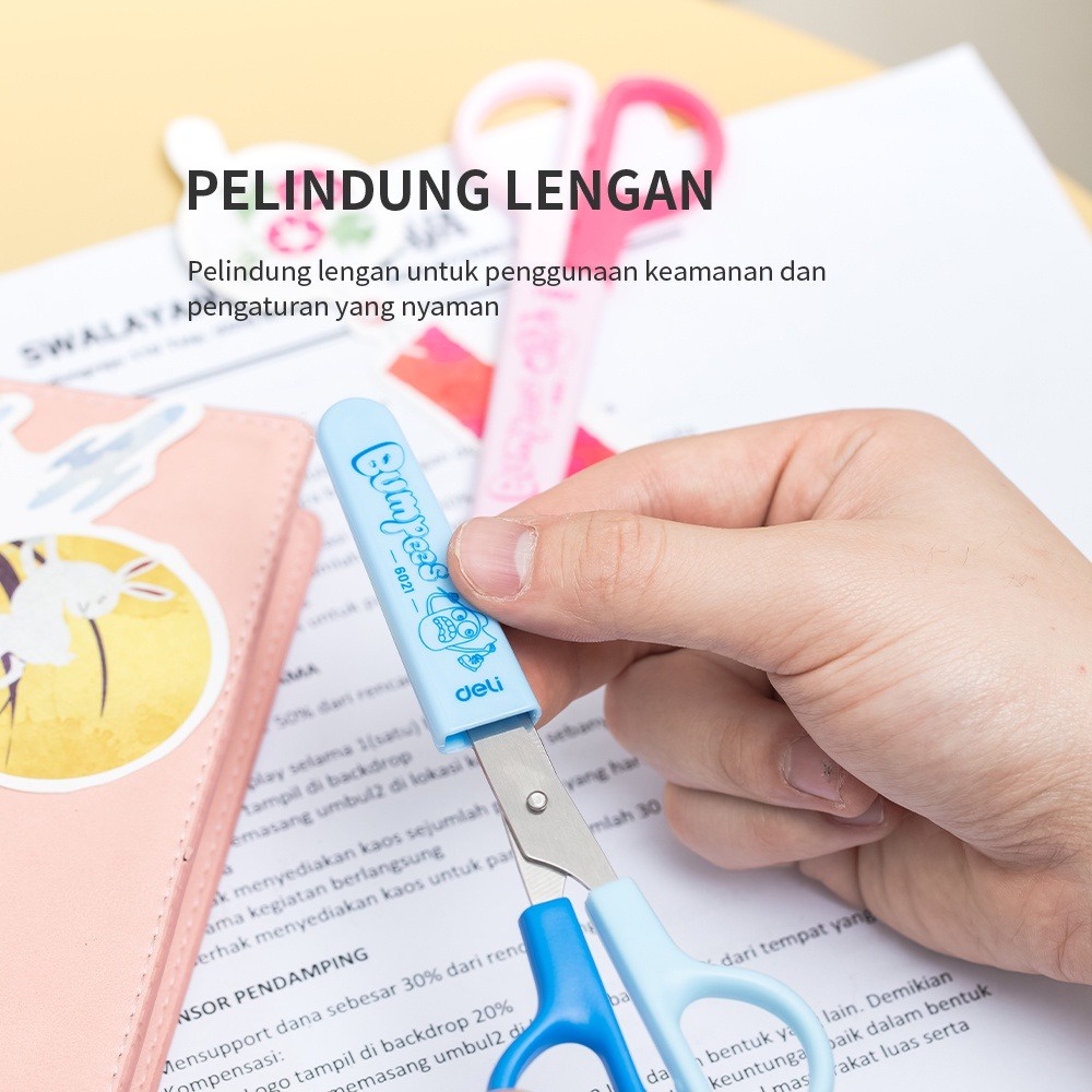 DELI Scissors / Pemotong Kertas / Gunting Ujung Tumpul / Gunting Tahan Karat