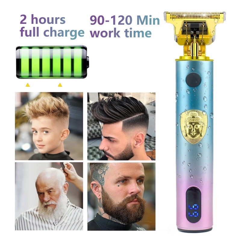 Alat Cukur Elektrik Profesional Hair Trimmer Detailer Cordless / Mesin Cukur Rambut Cas T9 USB Rechargeable / Pisau Cukur Jenggot