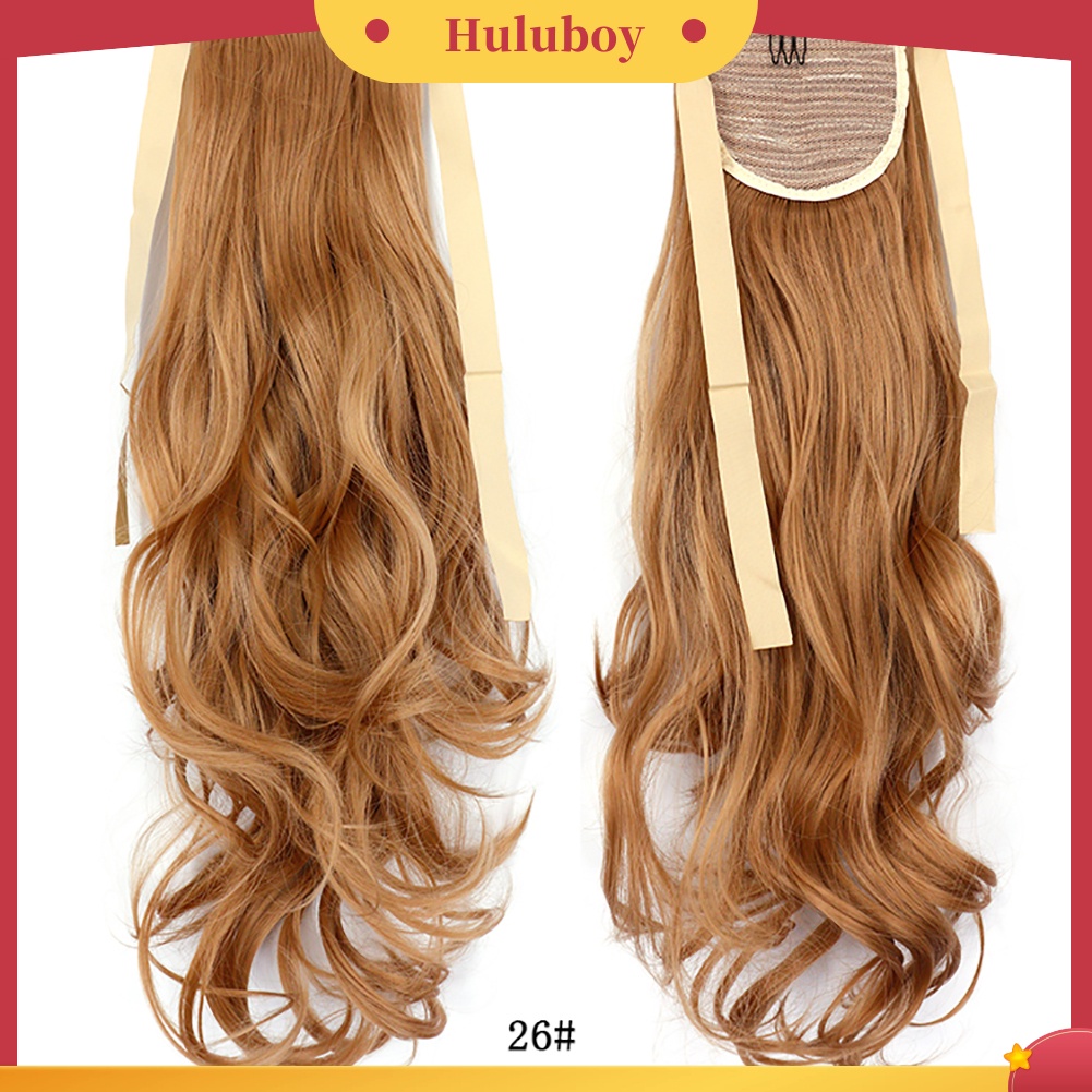 Wig Rambut Palsu Ponytail Extension Keriting Bahan Serat Sintetis Ukuran 20 inch