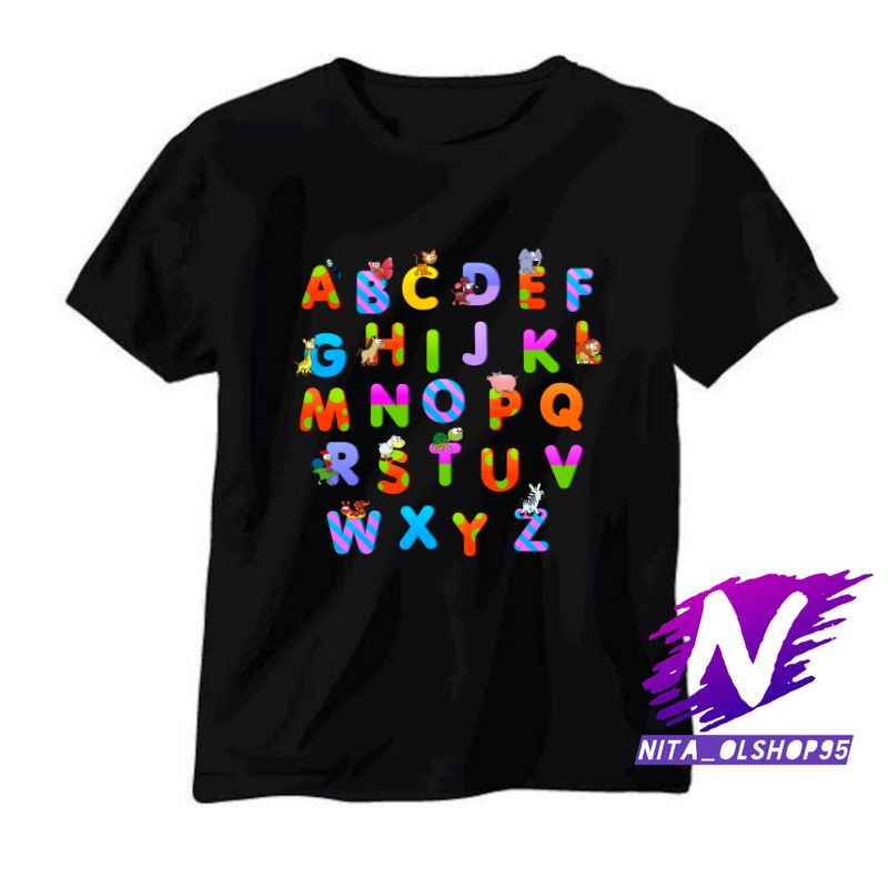 kaos anak baju anak alphabet