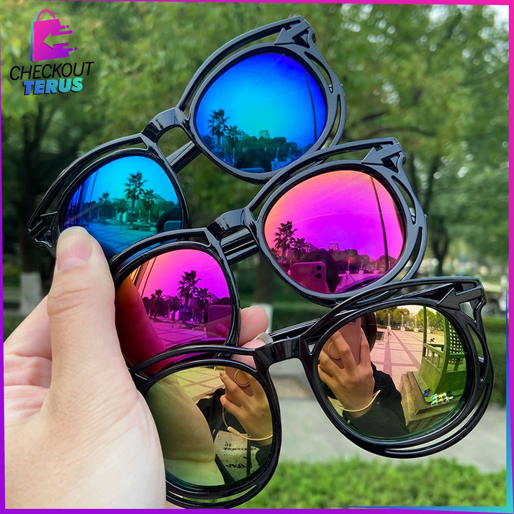 CT C671 Kacamata Kids Sunglasses Style Anak Korea Fashion Anak Kaca Mata Hitam Trendy Anti UV Import