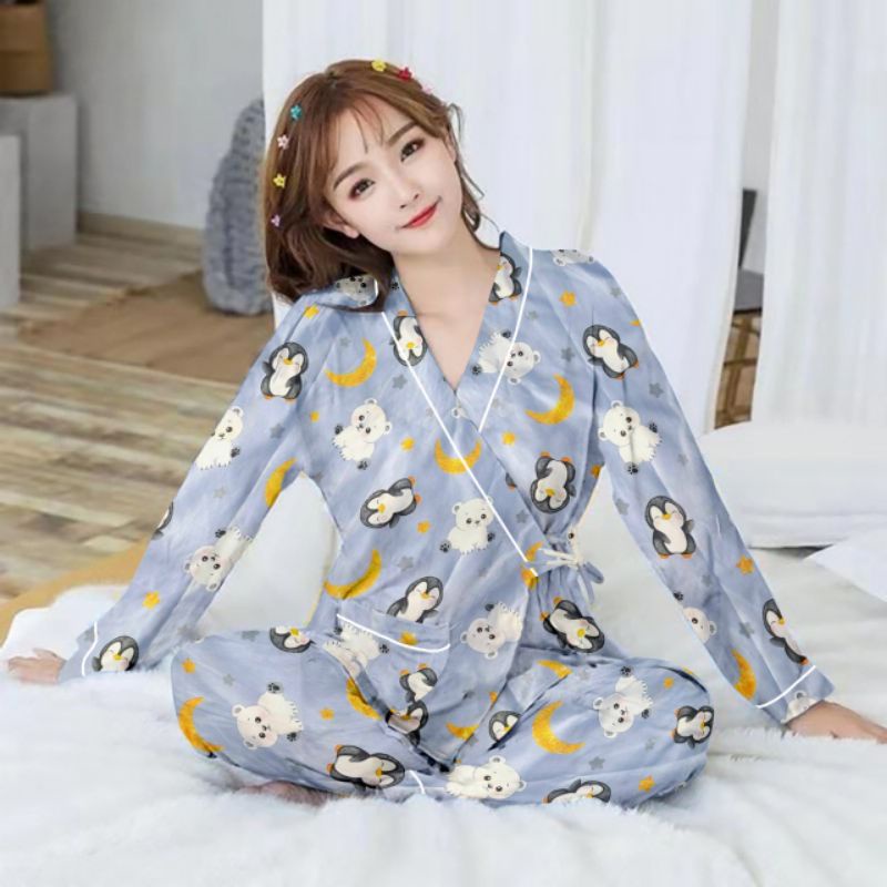 baju tidur kimono/kimono wanita terbaru/kimono lengan panjang katun