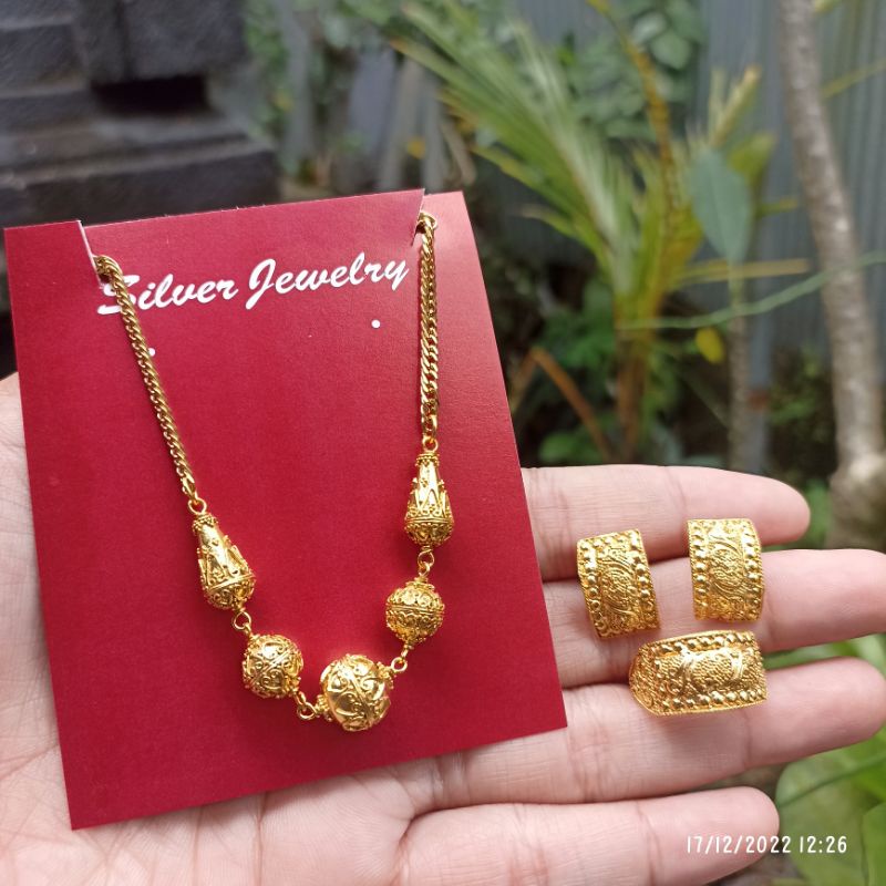 set perhiasan bali alpaka lapis emas