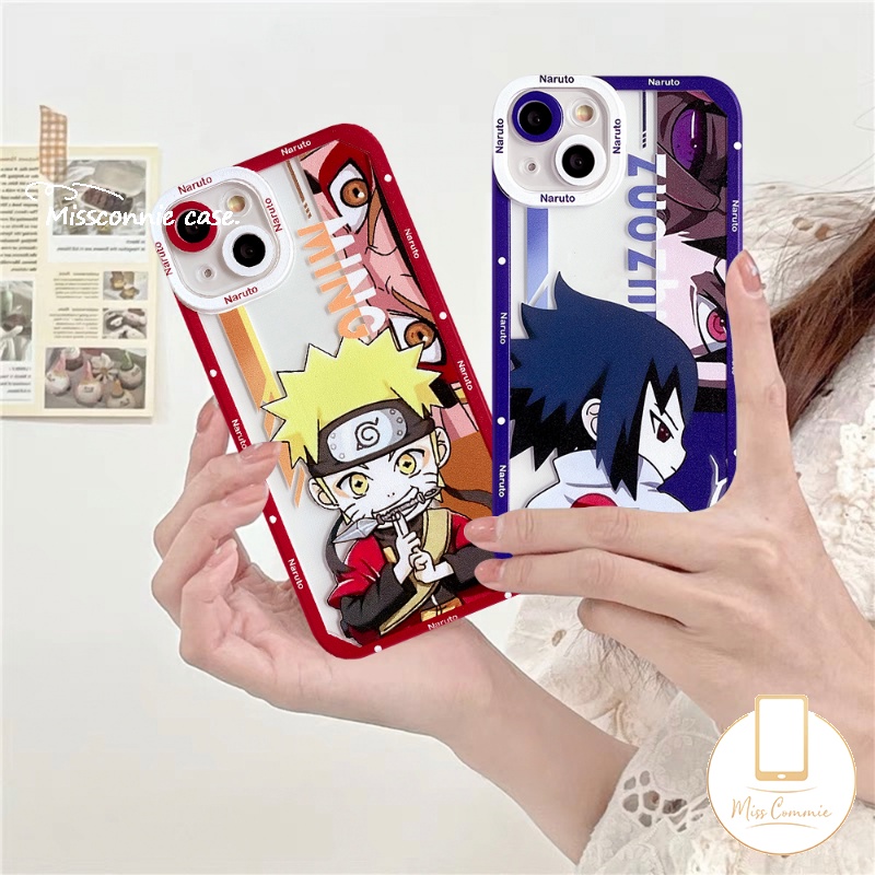 Kartun Animel NARUTO Case Kompatibel Untuk iPhone 7Plus 8Plus 11 14 13 12 Pro Max XR X XS Max 6 6s 8 7 Plus SE 2020 Sasuke Lucu Dan Shikamaru Shockproof Angel Eyes Soft TPU Cover