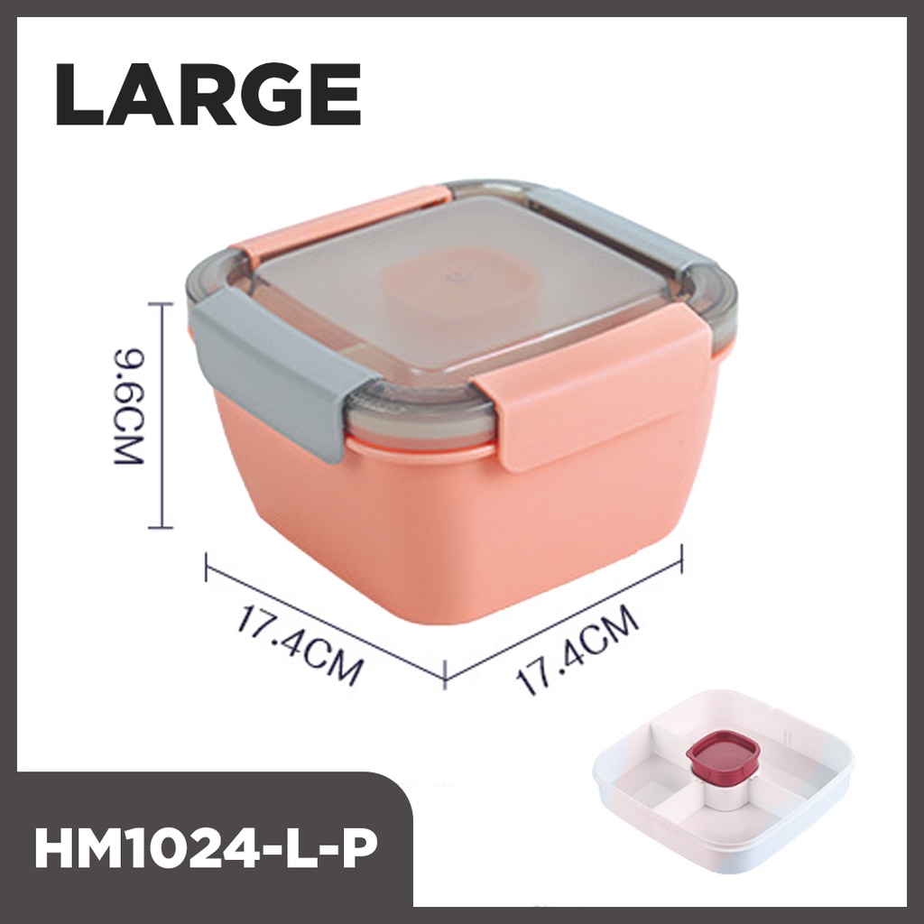 Lunch Box Tingkat dan 4 sekat | Kotak Bekal Bahan Plastik PP Kokoh