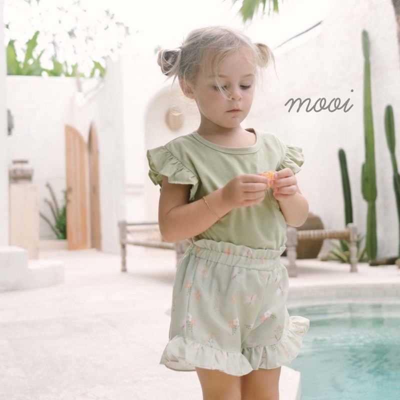 MOOI - POCKET TEE RUFFLE SET - SETELAN BAJU ANAK PEREMPUAN - SET ANAK - BAJU ANAK - BAJU DAN CELANA ANAK