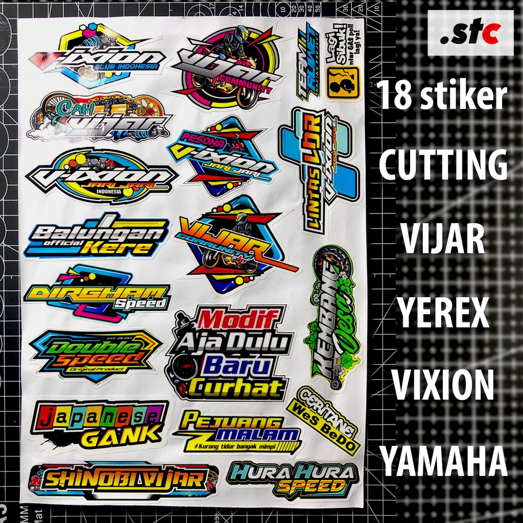 ( Isi 18 ) Stiker Vijar Yerex Cutting Putih Sticker Vjar Variasi Motor Aksesoris Setiker Vixion Thai