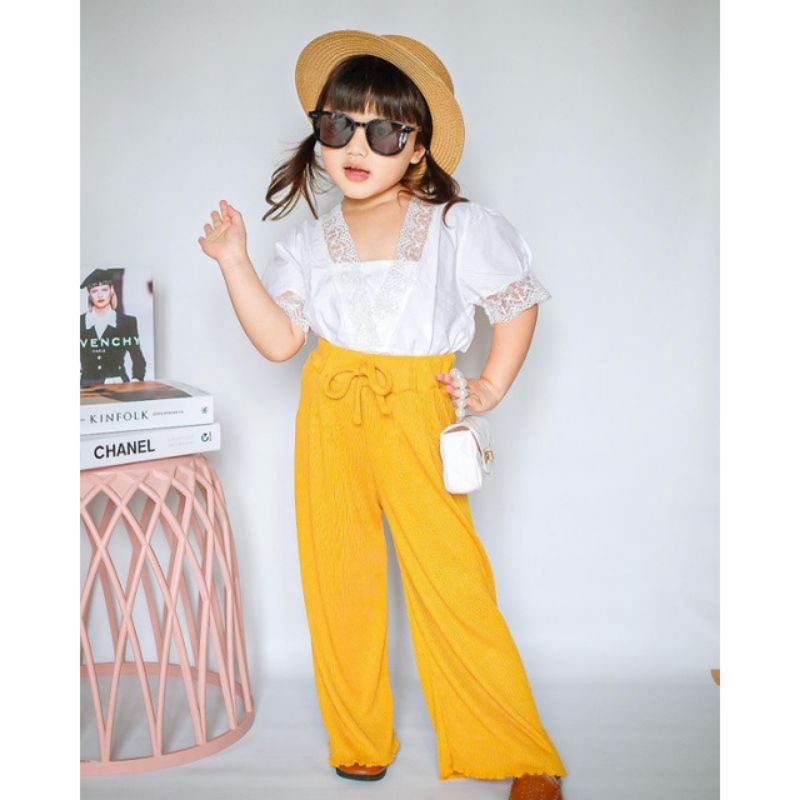 Celana Anak Perempuan KULOT Rib Curly Ruffle Knit Tee | Celana Bawahan Anak Perempuan Bahan Rib Knit