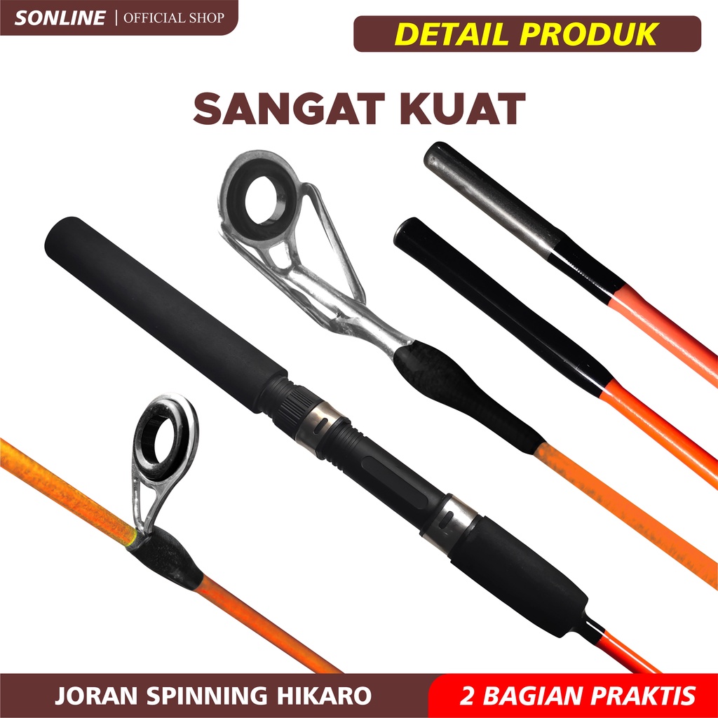 SONLINE- Joran Pancing Super Lentur Warna Hijau Dan Merah Panjang 120cm - 150cm Bahan Fiber Solid Cocok Untuk Mancing Udang Dan Ikan Kecil Joran HIKARO