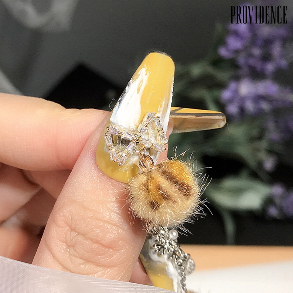 Providence Nail Art Hairball Bola Rambut Tiga Dimensi Bersinar Tidak Rontok DIY Mempesona Musim Gugur Musim Dingin Snowflake Zirconia Nail Art Decor Perlengkapan Kuku