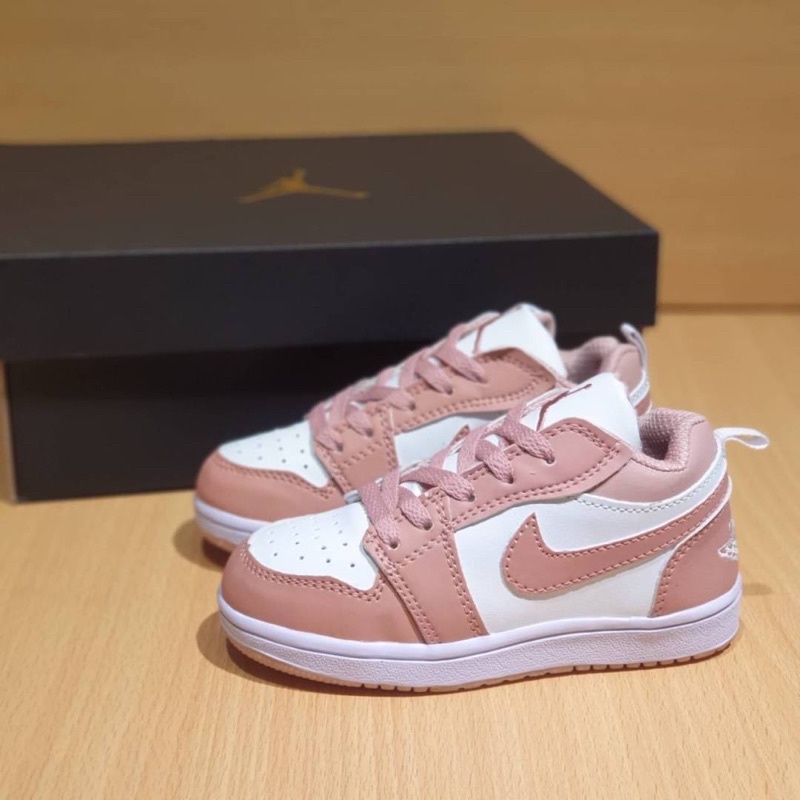 AIR JORDAN 1 LOW KIDS BEIGE PINK SNEAKERS ANAK