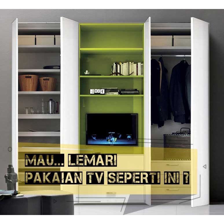 Lemari Pakaian Minimalis TV Custom - Furniture Custom