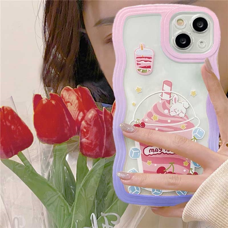 New Case Realme 10 C33 C30 C31 C35 C21Y C25Y Realme C11 C25 C17 C15 C12 C3 C2 Realme 8i 7i 5 5i 6i 7 Pro Musim Panas Gelembung Buah Teh Gelombang Tepi TPU Phone Case Cover