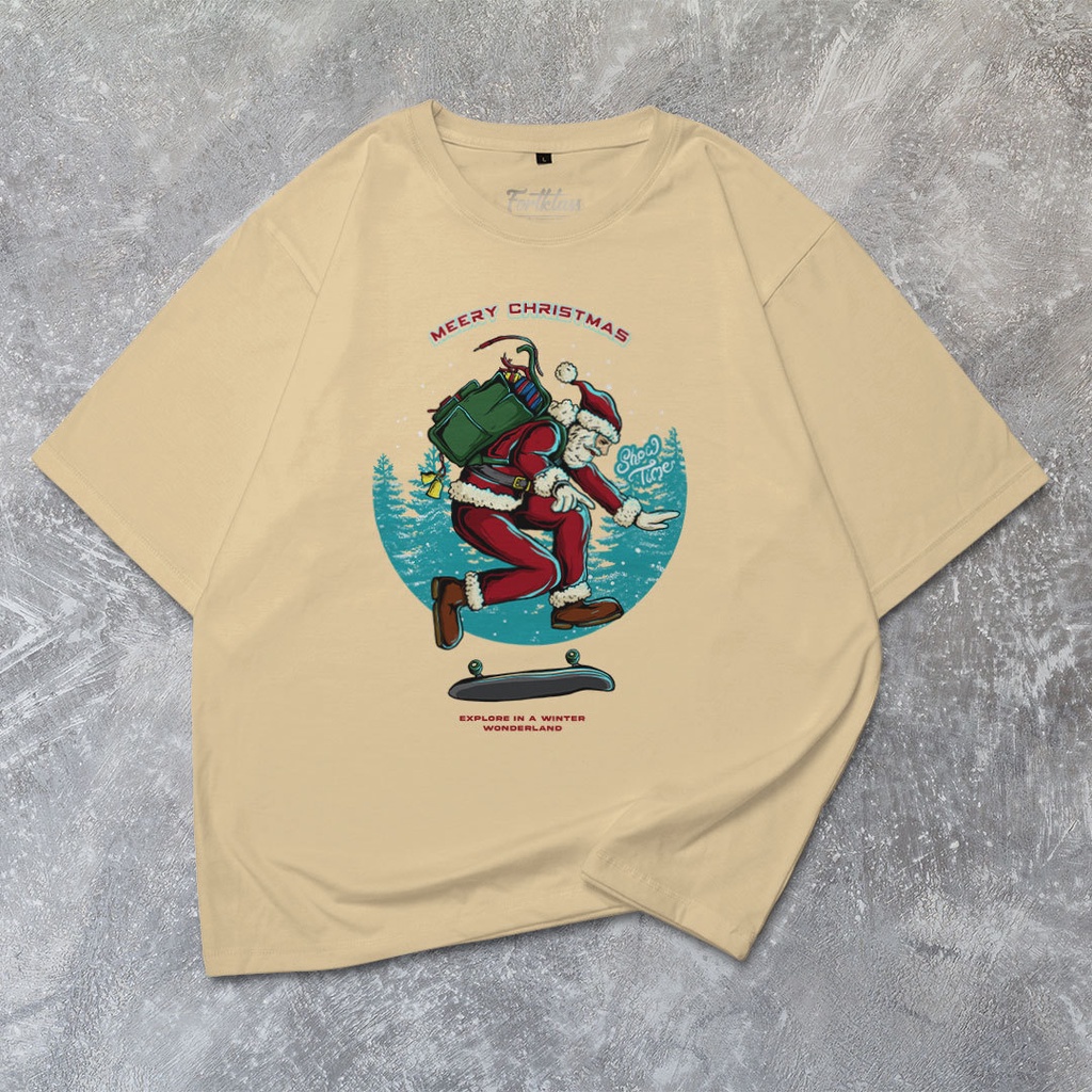 Hipnop Kaos Oversize SANTASKATE T-Shirt Cowok Premium Natal