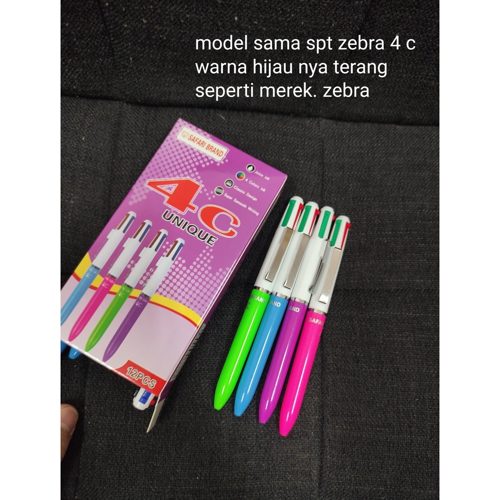 

pulpen ballpoint 4 warna safari ( zebra 4C ) satuan