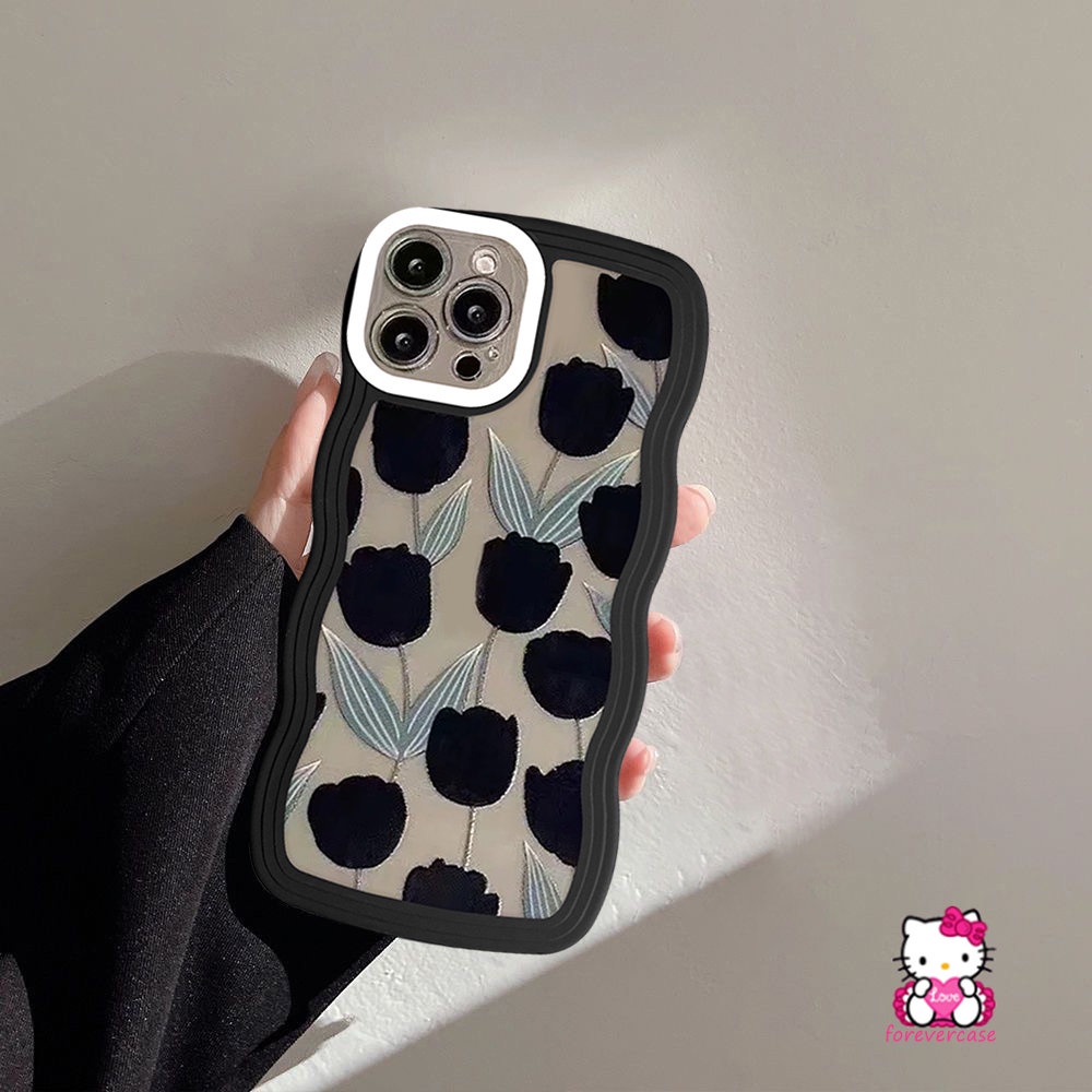 Realme C53 C33 C12 C11 C25s C25 C25Y C35 C30 C15 C21Y C20 8i 8 8Pro 9i 9 9Pro+C3 7i 5i 6i 5 7 C1 C20A Wavy Edge Retro Bunga Tulip Soft TPU Transparan Case