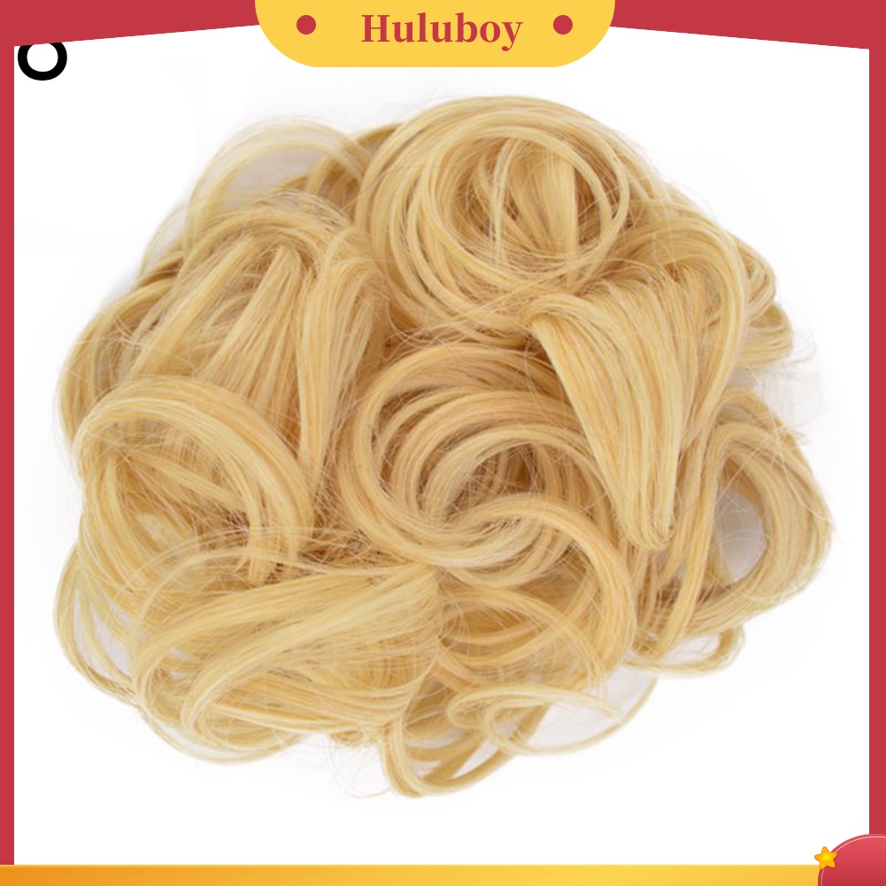 Wig Rambut Ekstensi Model Keriting Gelombang Messy Donut Chignons Untuk Wanita