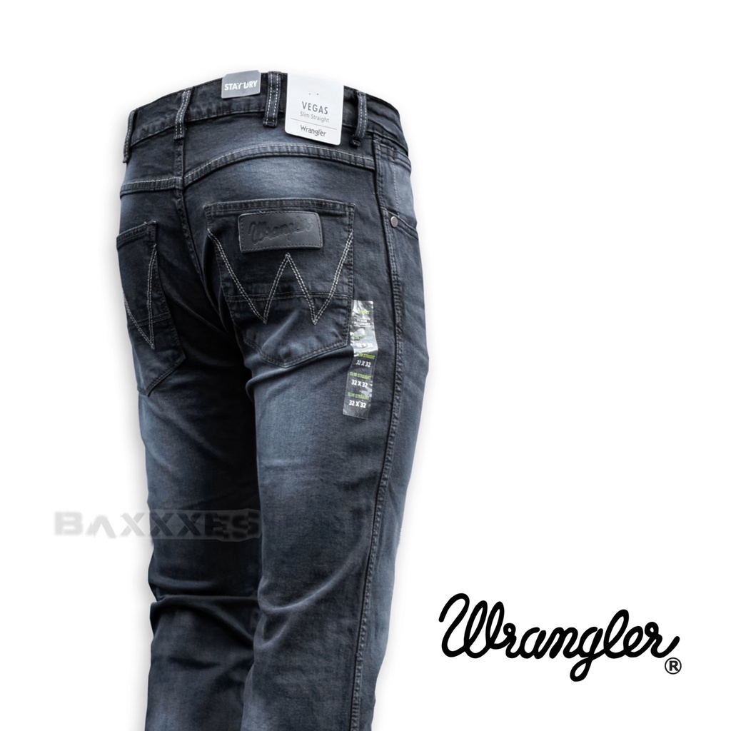 Wrangler Stretch Jeans - Celana Pnjang Pria - Dark Grey