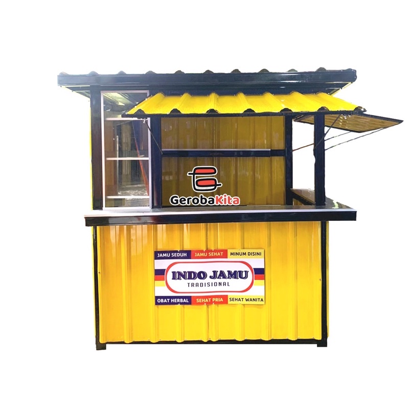 booth Container lengkap dengan lantai dan etalase