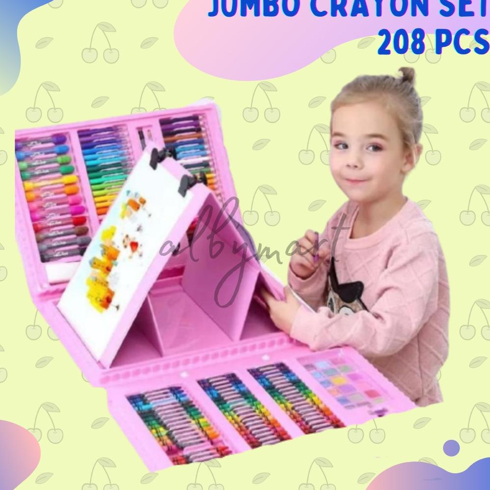 

[PRODUK 6PYF9] Crayon Anak Set Isi 208 Pcs Pensil Warna Alat Lukis Set Crayon Set PTF