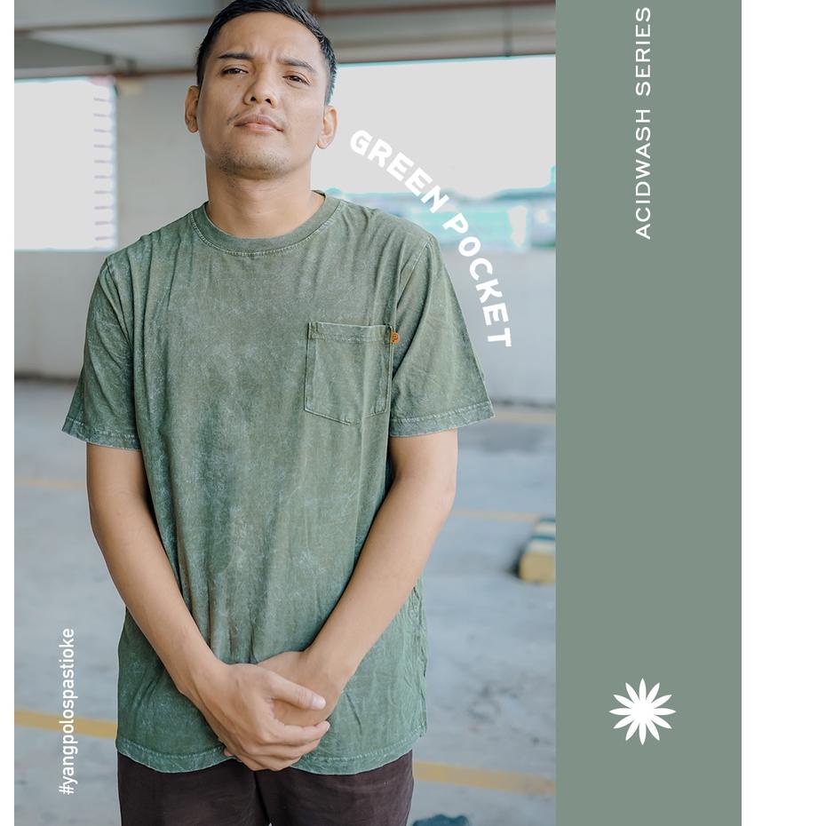 Paling Laris Polosoke Kaos Polos Kantong T-shirt Acid Wash // Pocket T-shirt Acid Wash // Snow Wash