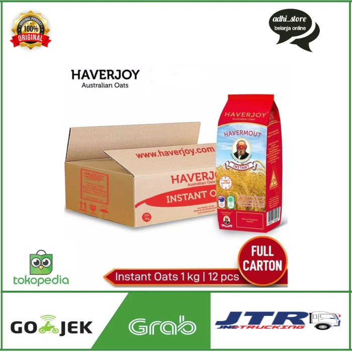 

[new] Haverjoy havermout instan oatmeal 1kg @ 1ctn ( HARGA TERMURAH ) - 1kg x 12 pcs