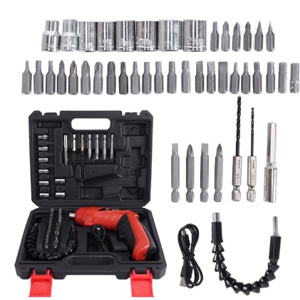 [ Cinicini ] Mesin Bor Tanpa Kabel Set Aksesoris Obeng Listrik/Mesin Bor Cordless Mini 48pcs Set / Bor mini / Screwdriver Baterai