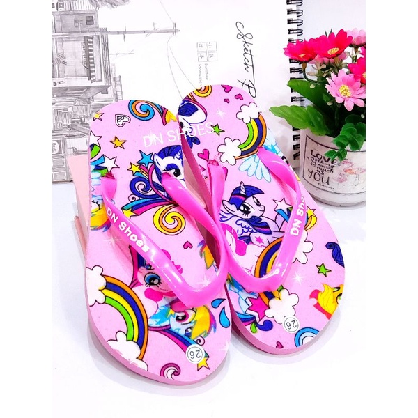 Sandal Jepit Anak Perempuan Sandal Spons Anak Perempuan Karakter Kuda Poni Pink New Murah