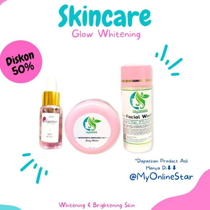 Ready Stok  My Roshe Original Cream Whitening 1 Paket & 1 Serum Superglow Kemasan Lama {Variasi}