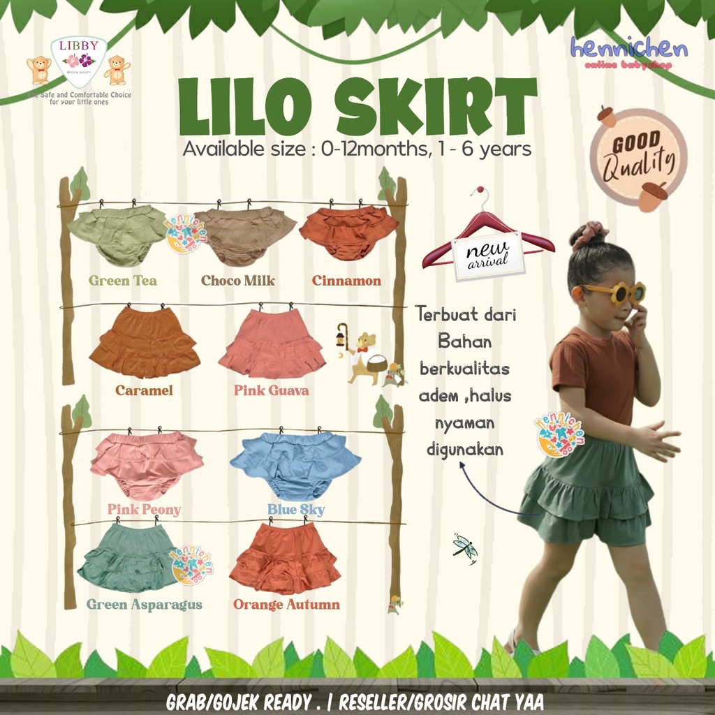 Libby Baby Libby Earth Series Lilo Skirt Cotton Segitiga bayi Bloomer bayi rok anak perempuan 0-6 tahun