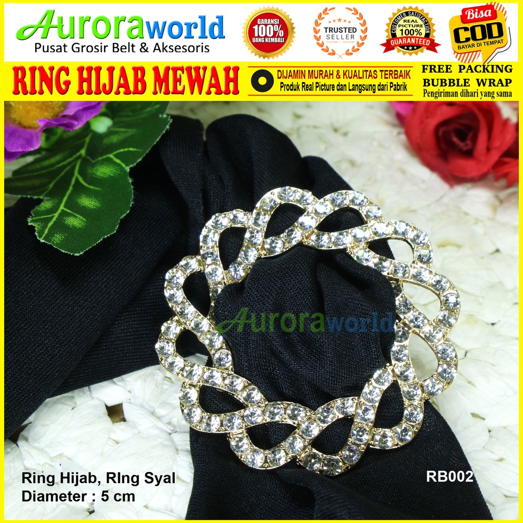 AURORAWORLD RING HIJAB RING ROK LILIT RING BELT MEWAH FULL BERLIAN  Bisa digunakan untuk Jilbab &amp; sebagai kepala ikat pinggang Ring Syal Ring Pashmina bros Ring kerudung gesper hijab Terbaru bisa COD