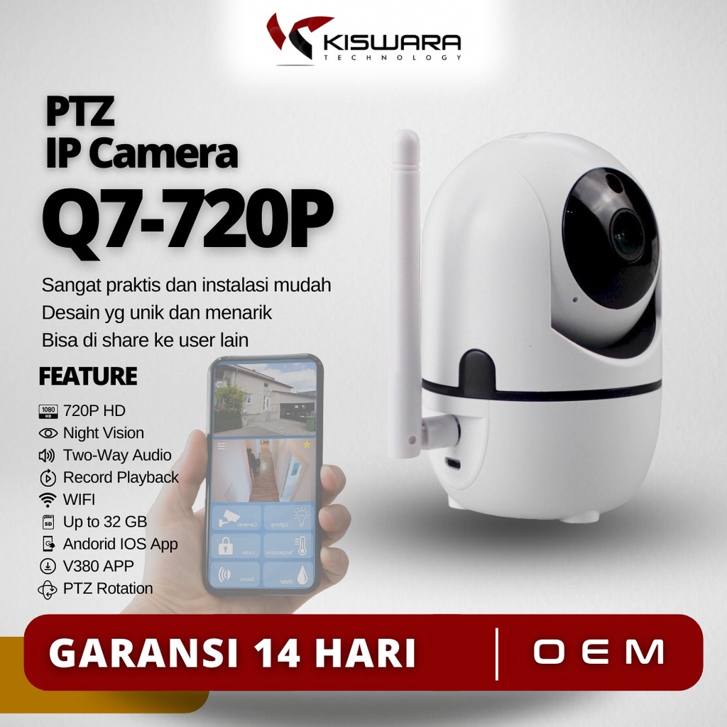 PTZ Wifi Smart Camera 720P - Q7 [V380PRO]
