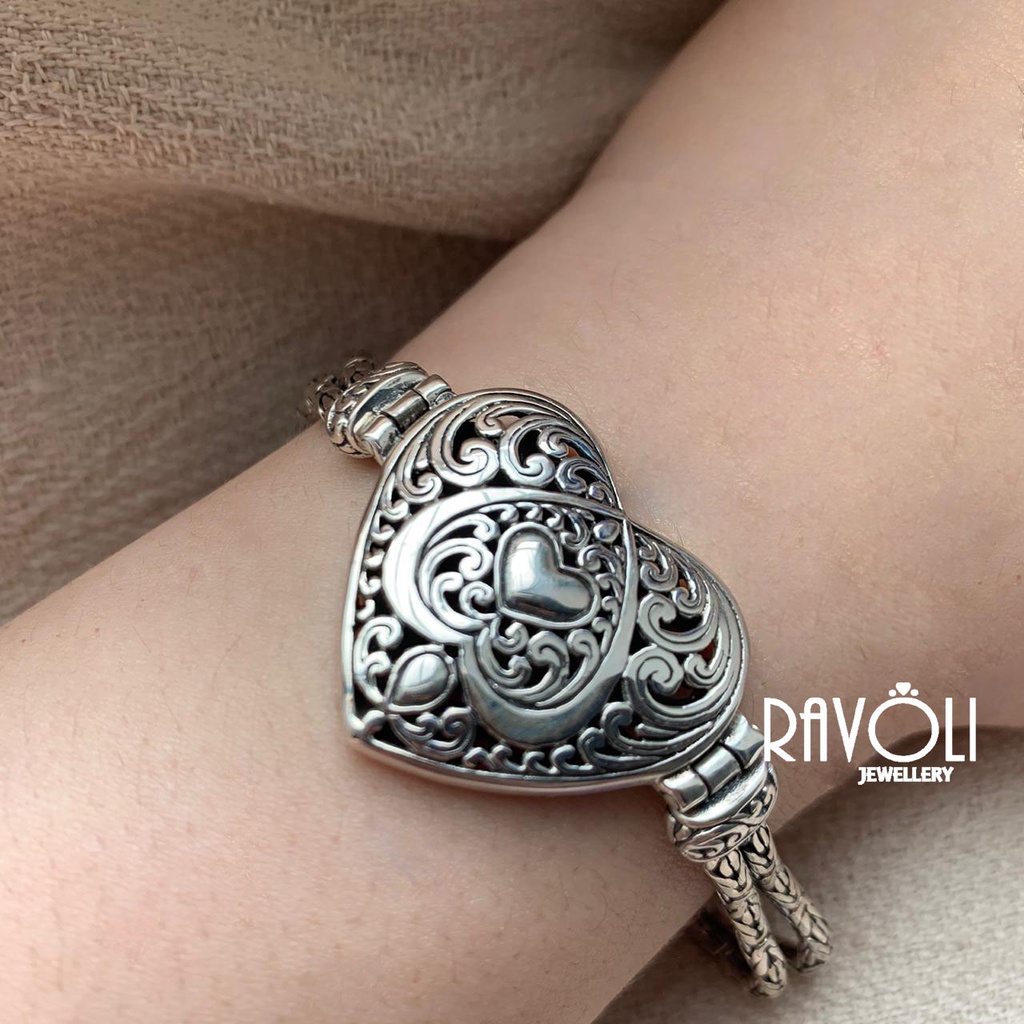 [RAVOLI JEWELLERY] Heart Bracelet SILVER 925 - Gelang silver 925 bali ori