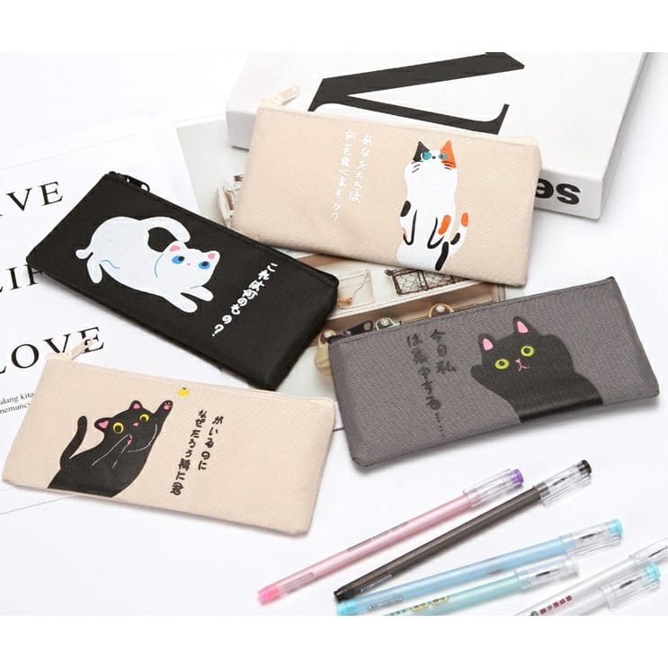 

Tempat Pensil dan Pulpen Kain Kanvas Karakter Hello Cat