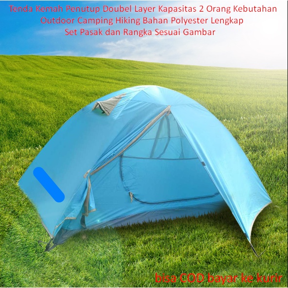 Tenda Kemah Penutup Doubel Layer Kapasitas 2 Orang Kebutahan Outdoor Camping Hiking Bahan Polyester 