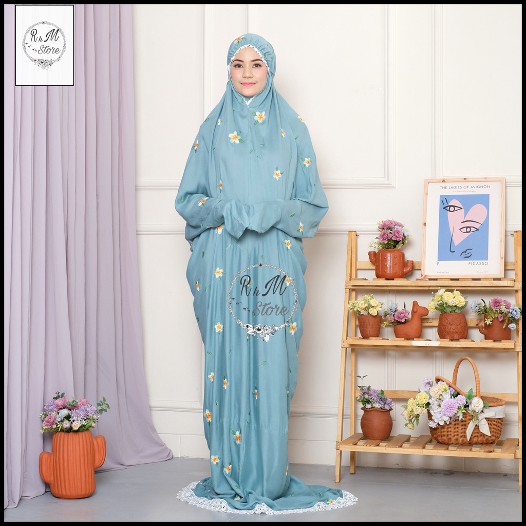 Mukena Terusan Lajuran Dewasa Rayon Bordir