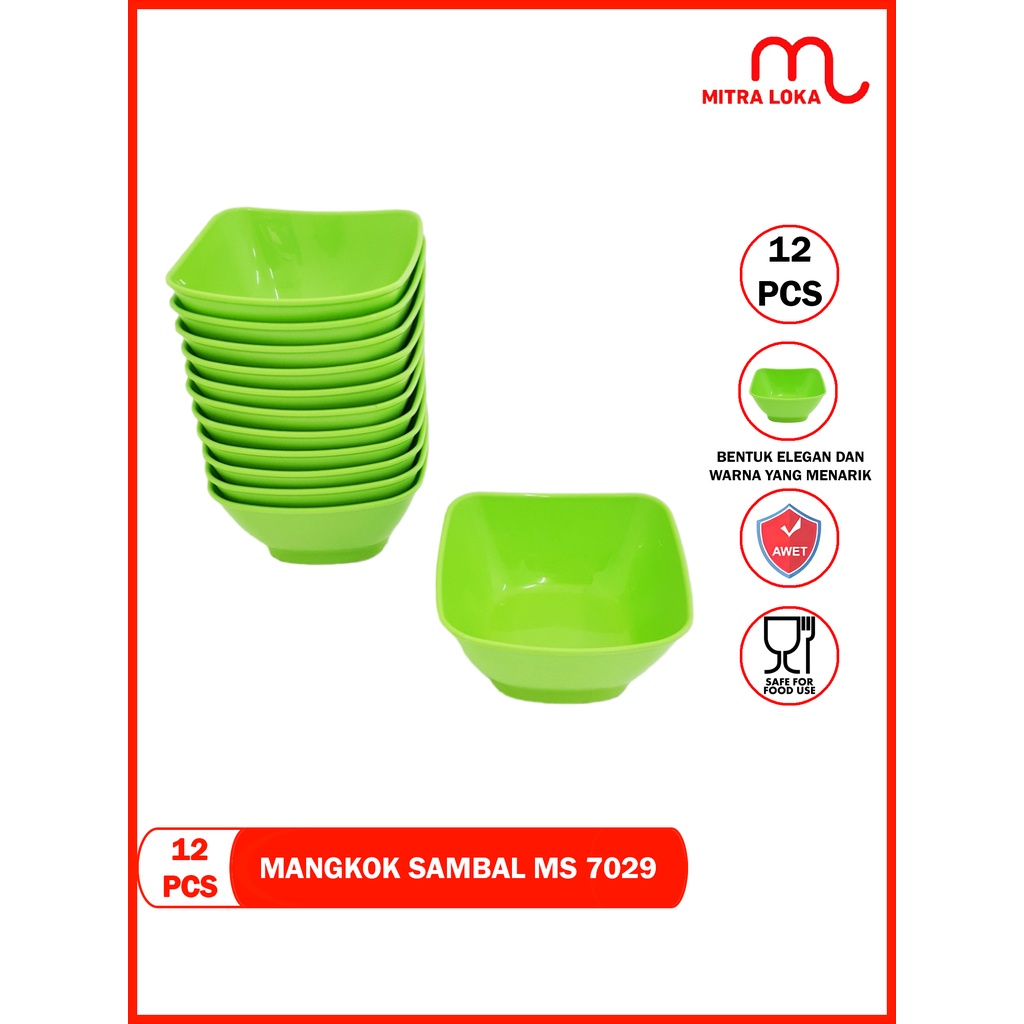 Mitra Loka Mangkok Sambel Hijau 1Lusin MS 7029 Golden Sunkist