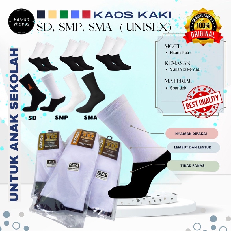 KAOS KAKI SD SMP SMA HITAM PUTIH / Kaos Kaki Anak Sekolah