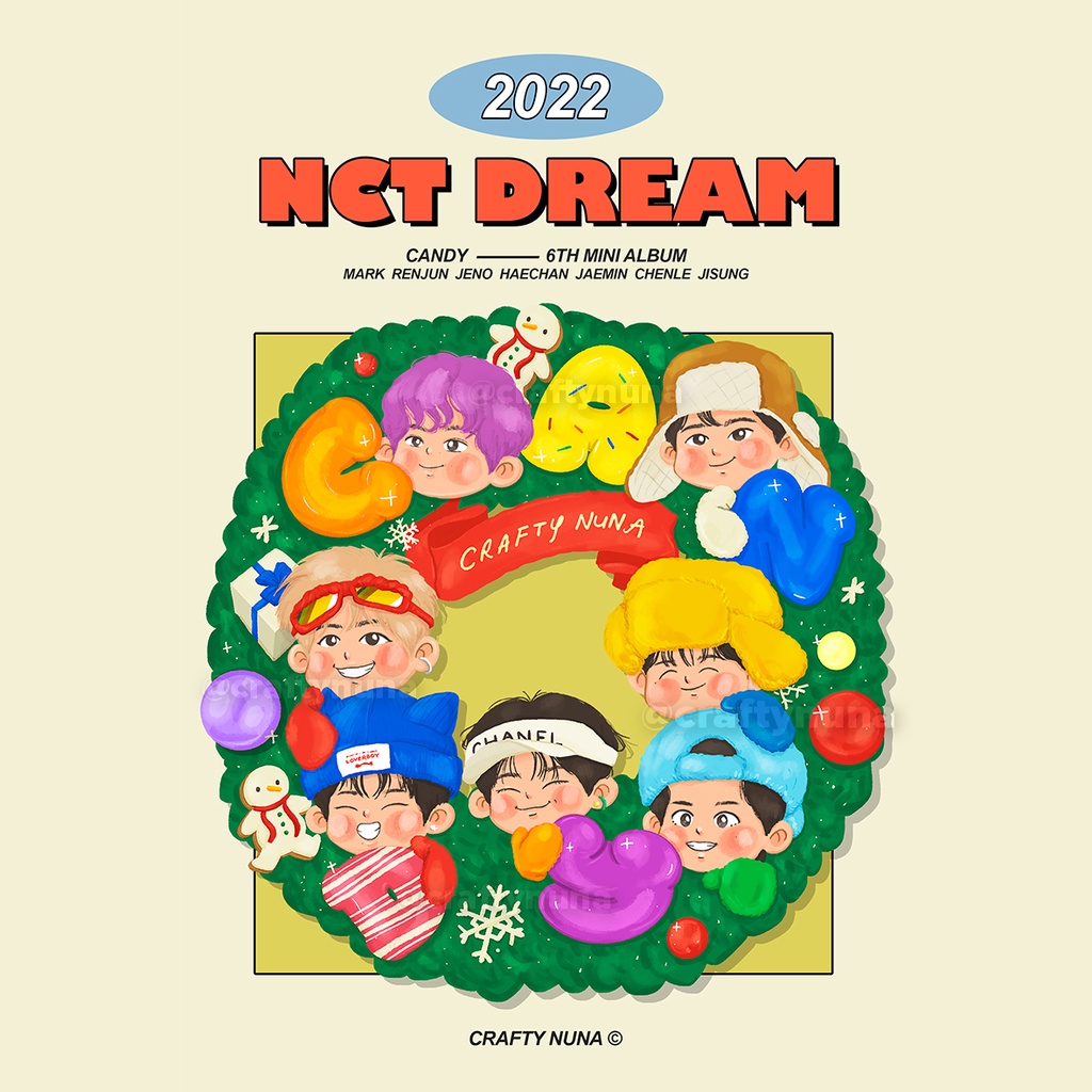 NCT DREAM CANDY FANART PRINT 2022 CHRISTMAS 127 fan art prints wall deco poster kpop cute lucu kartun