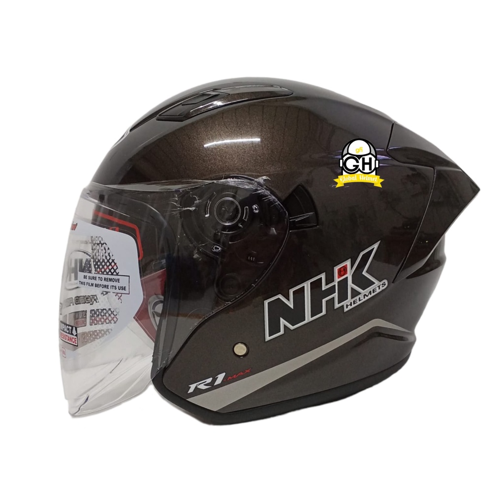 Helm NHK R1 MAX Solid Gunmetal Double Visor Half Face