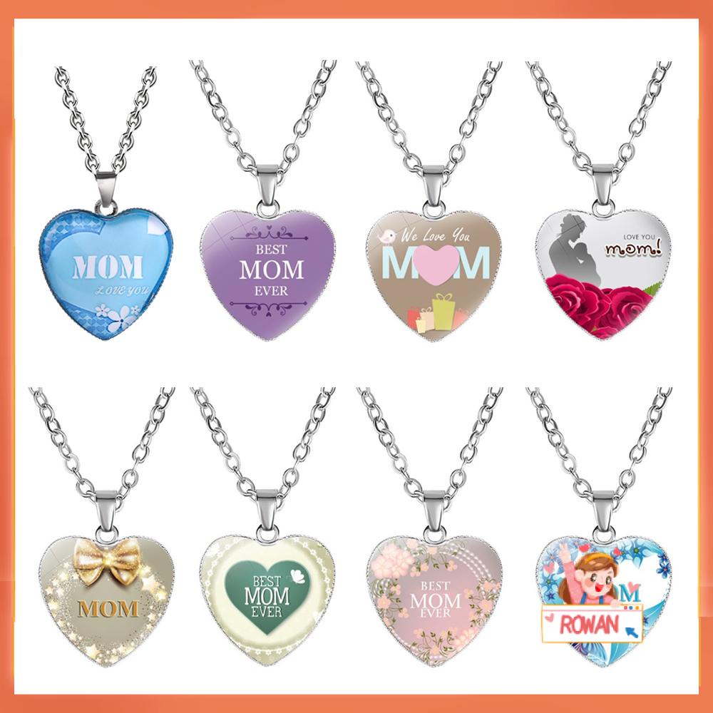 R-flower MOM Love You Necklace Metal Hadiah Hari Ibu Liontin Kalung