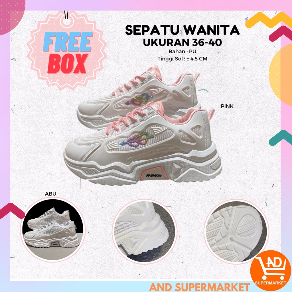 AND / COD / Sepatu Wanita Import Sneakers Putih Wanita Sepatu Jalan Cewek Shoes Fashion Korea Style Sepatu Sneakers Perempuan SPT-14