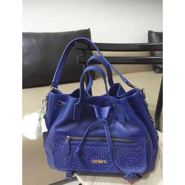 Preloved, Sorento Royal Blue, Tas Kulit Lokal Berliano Leather