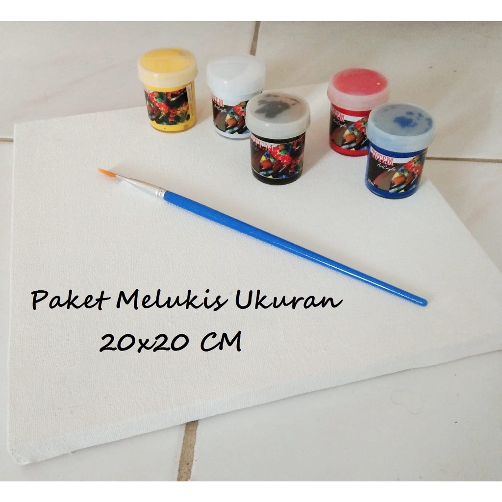 

PAKET LUKIS MELUKIS 1 SET DENGAN UKURAN KANVAS 20x20 CM