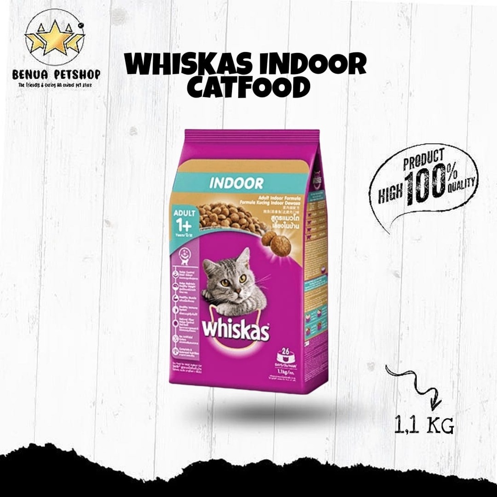 MAKANAN KUCING DALAM RUANGAN WHISKAS INDOOR CATFOOD - 1,1 KG