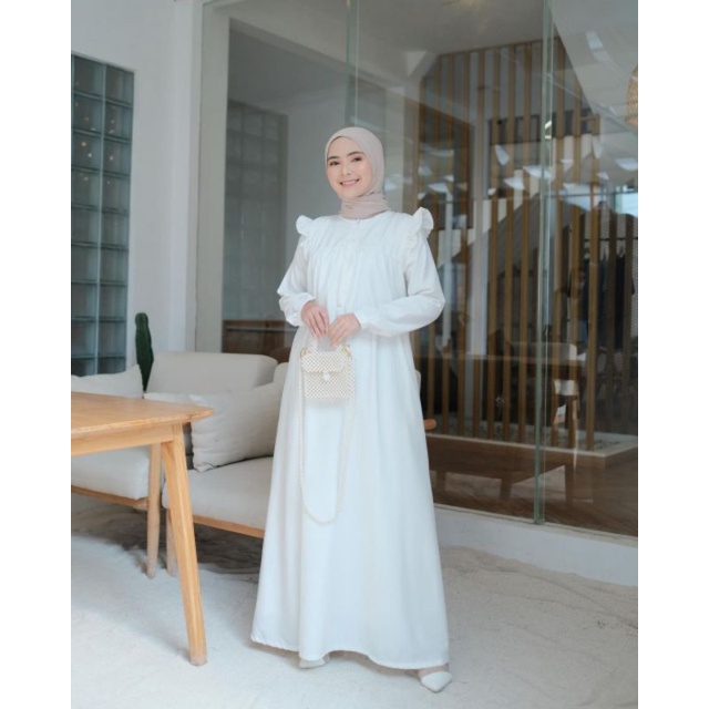 Gamis Putih Baju Gamis Wanita Dress Putih Gamis Polos terbaru Reyna Putih