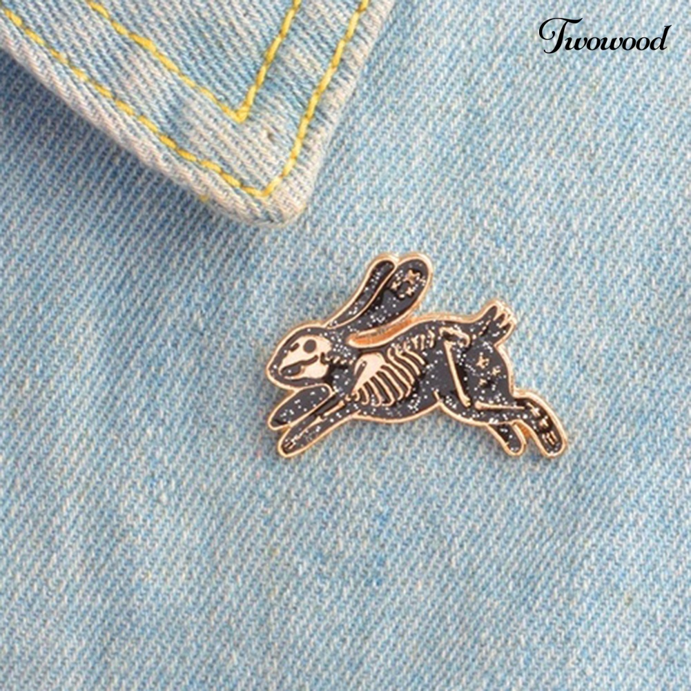 Twowood Unisex Skeleton Running Rabbit Enamel Bros Pin Tas Topi Jaket Kerah Lencana