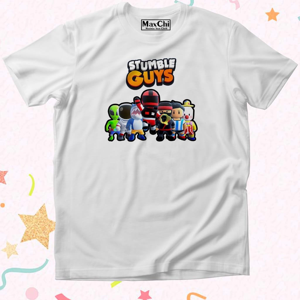 Kaos Anak Remaja Dewasa Stumble Guys Group Putih