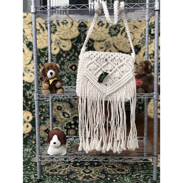 Tas Bali Tas Paspor Rajut Benang Katun Tas Selempang Khas Bali 100% Kerajinan Tangan Handmade