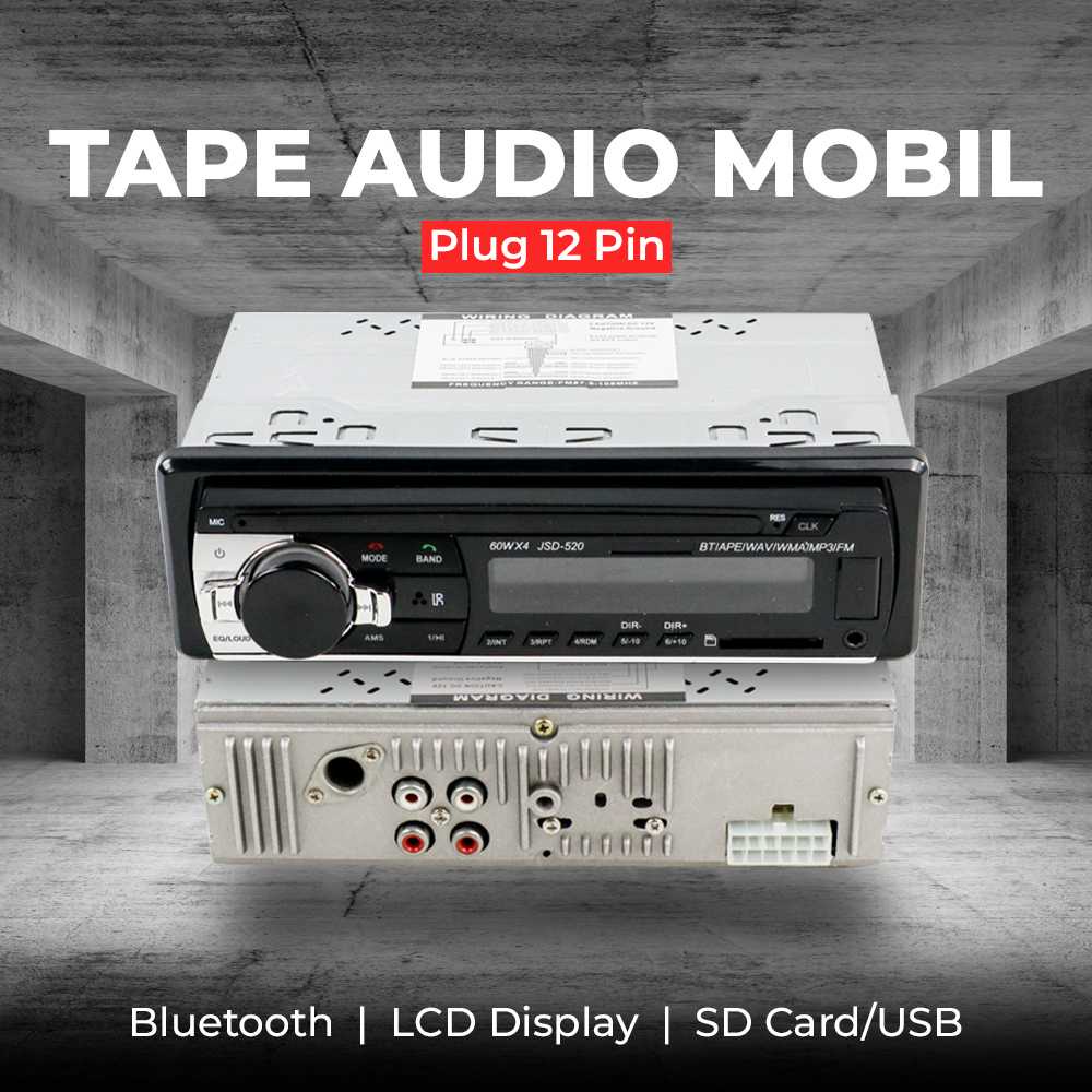 ( 100% BARANG ORI ) Tape Audio Mobil Multifungsi Bluetooth MP3 FM Radio 60 W x 4 12 Pin - JSD-520